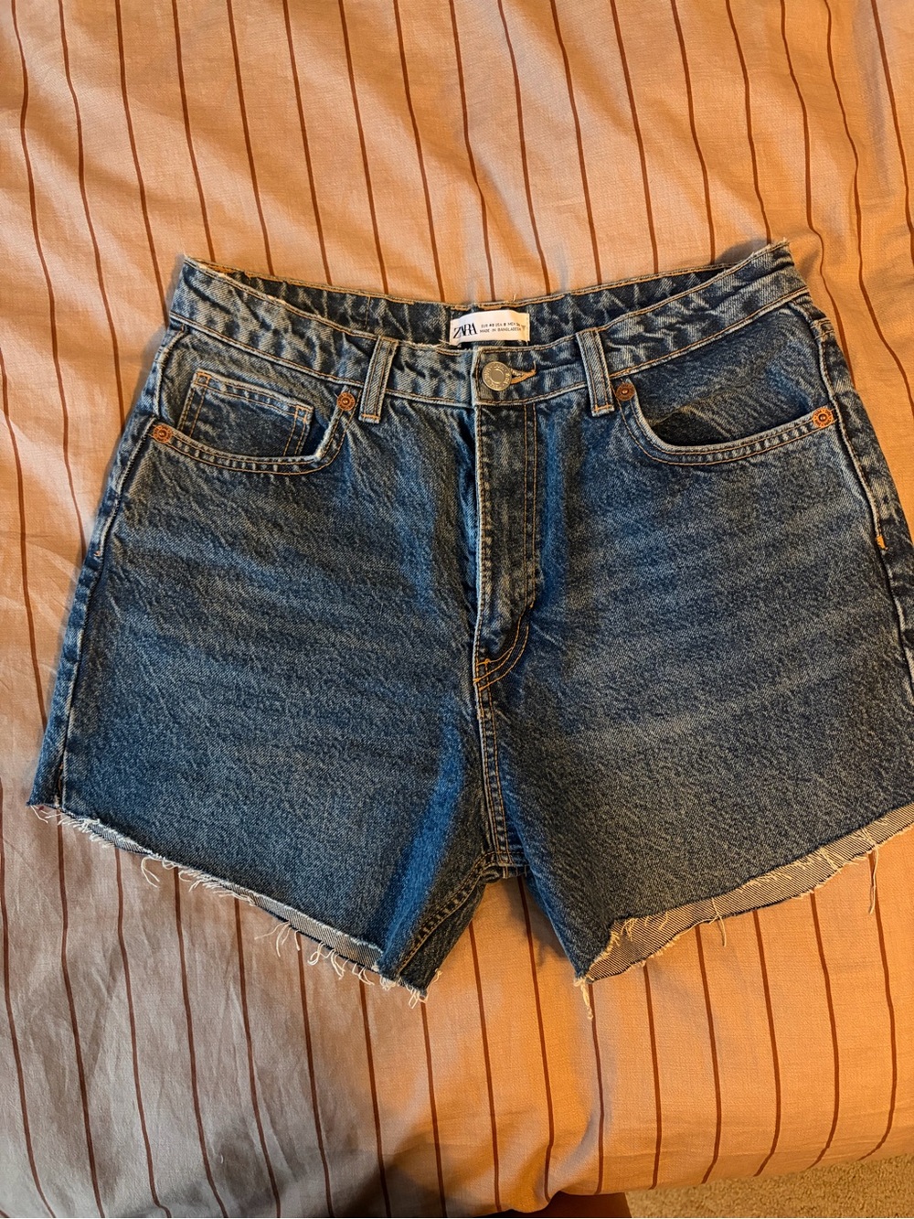 Zara High-Waist Blue Denim Cutoff Shorts